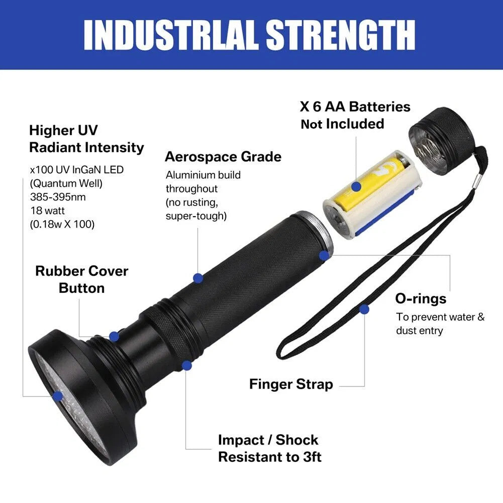 UV Ultraviolet Light LED Flashlight BlackLight 395nM Inspection Lamp Torch - view 5