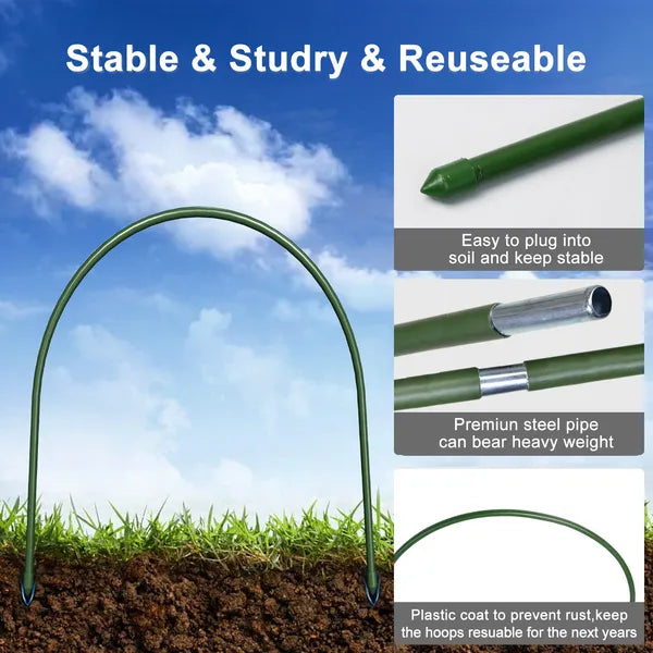 12PC 4ft*0.31inch Small Greenhouse Plastic Elbows, Garden Arch Support Accessories - view 3