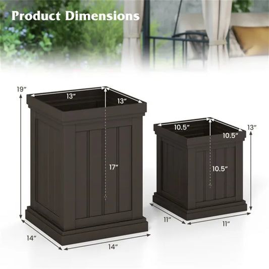 Set Of 2 Stackable PP Planters With Efficient Drainage Holes, Weather-Resistant Flower Pots For Indoor Outdoor Use - view 2