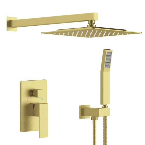 Shower System Shower Faucet Combo Set Wall Mounted with 10" Rainfall Shower Head and handheld shower faucet
