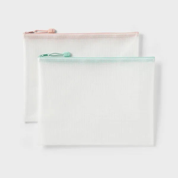 Paper Size Zip Pouches - Water-Resistant, Multi-Color Zipper, 2 Pack - view 2