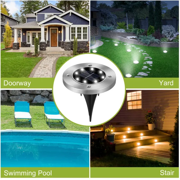 4Pcs Solar Powered Ground Light Outdoor IP65 Waterproof Buried - view 4