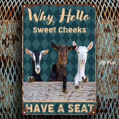 1PC Vintage Three Goats Funny Sitting Pattern 2D Flat Metal Sign 8X12 Inch Rustic Decorative Wall Art Plaque - view 2