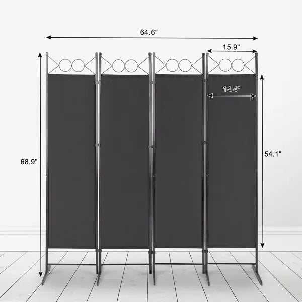 6FT 4-Fold Top With Shape 160g Polyester Cloth Plastic Feet Carbon Steel Frame Foldable Screen Black - view 6