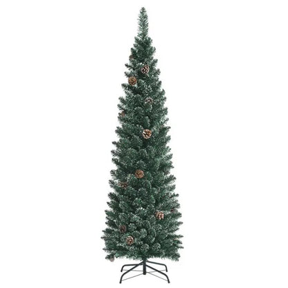 5FT Green Artificial Christmas Tree - 214 Lush Tips, 25 Realistic Pine Cones, Foldable Metal Stand - view 9