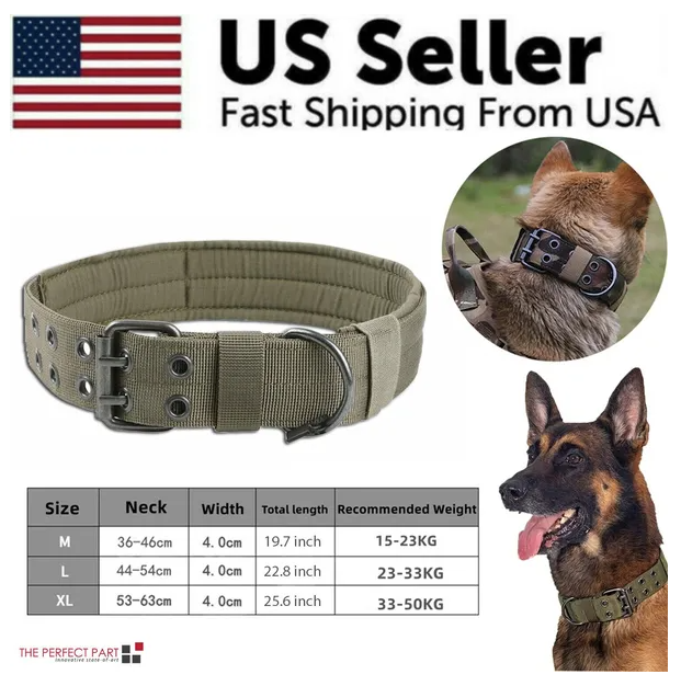 Wide Tactical Heavy Duty Nylon Large Dog Collar K9 Military With Metal Buckle - view 4