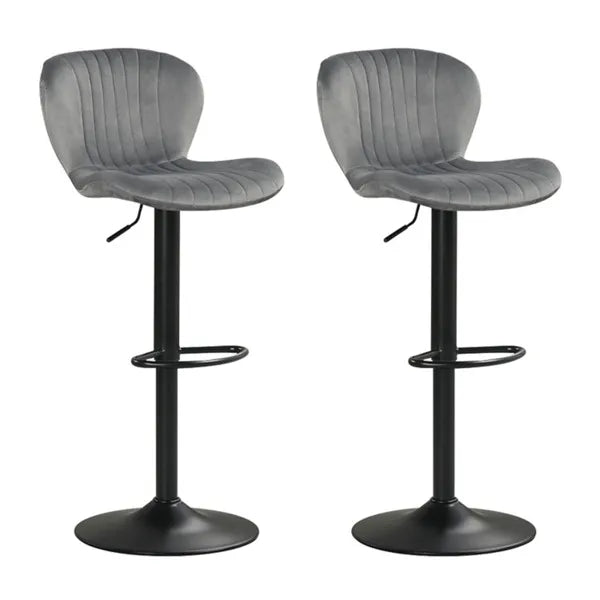 2-Pack Adjustable Height Bar Stools With 360° Swivel, Dutch Velvet Upholstered Bar Chai - Gray - view 5