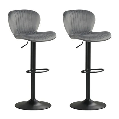 2-Pack Adjustable Height Bar Stools With 360° Swivel, Dutch Velvet Upholstered Bar Chai - Gray - view 5