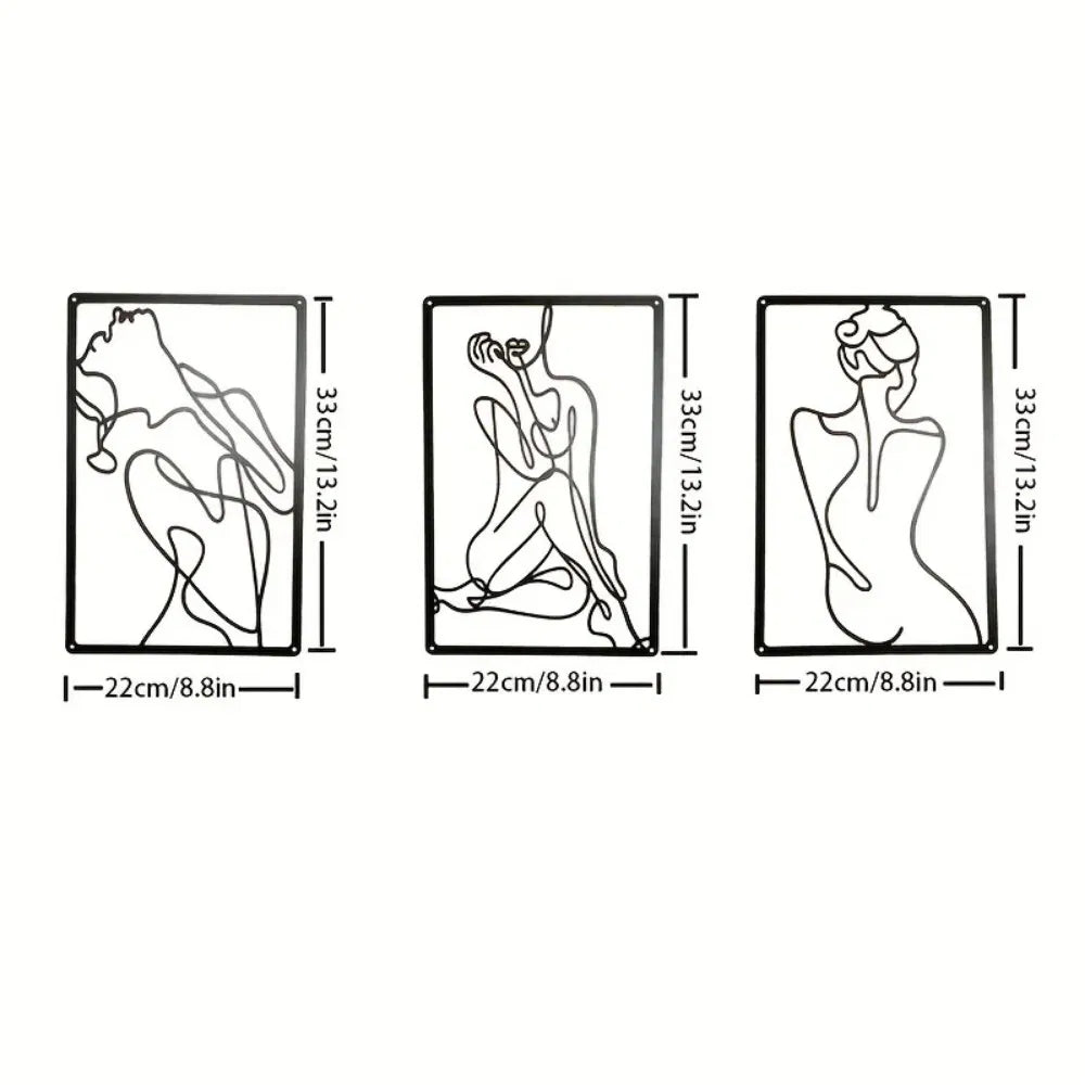 3 Piece Abstract Line Art Wall Sculpture Set Modern Minimalist Decor for Living Room Bedroom Office - view 4