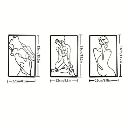 3 Piece Abstract Line Art Wall Sculpture Set Modern Minimalist Decor for Living Room Bedroom Office - view 4