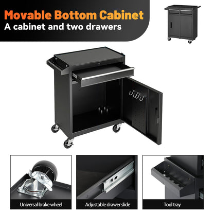 Tool Chest, 5-Drawer Rolling Tool Storage Cabinet With Detachable Top Tool Box, Liner, Universal Lockable Wheels - view 7