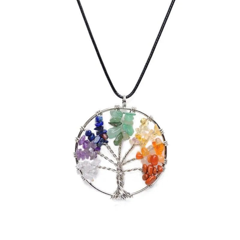Tree of Life Pendant Necklace 7 Chakra Natural Gemstone Crystal Stones Healing - view 4