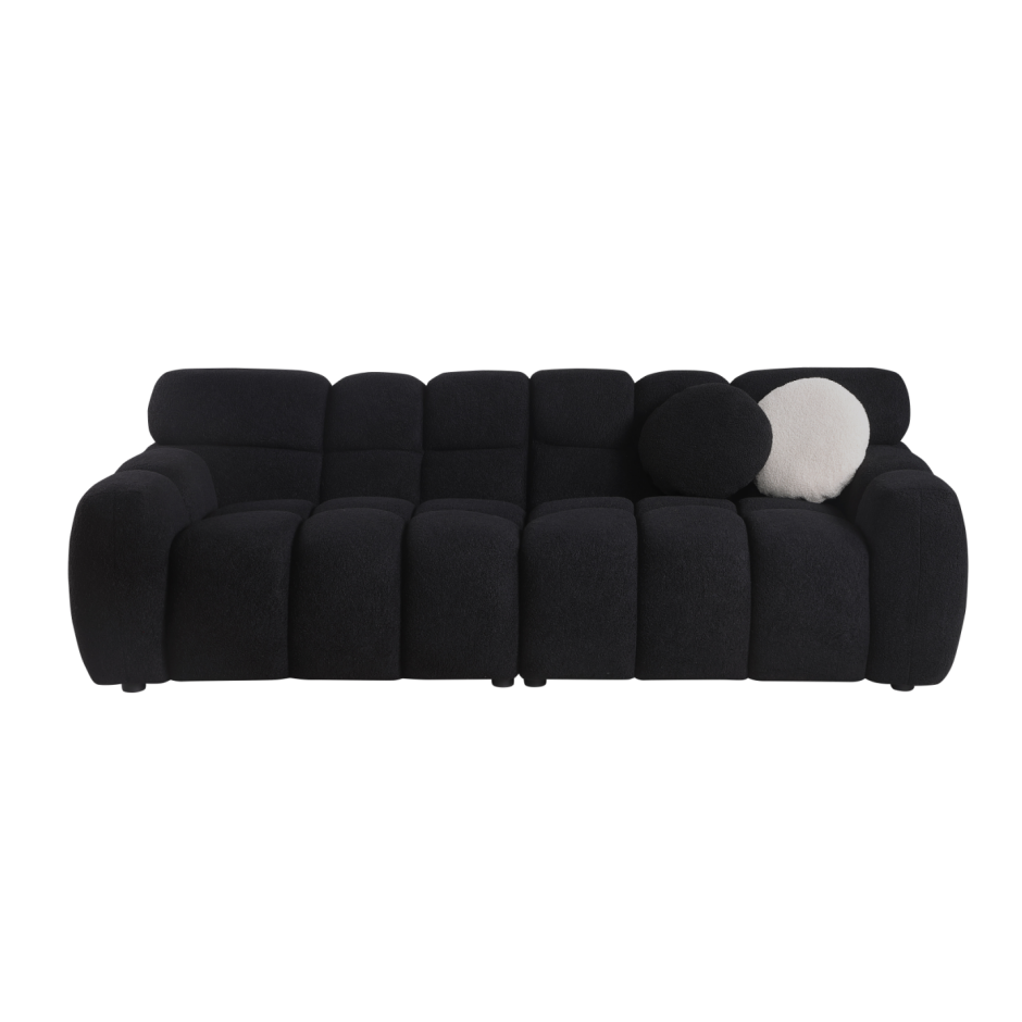 87.4 Length,35.83inch Deepth,human Body Structure For USA People, Marshmallow Sofa,boucle Sofa,3 Seater, Black BOUCLE - view 4