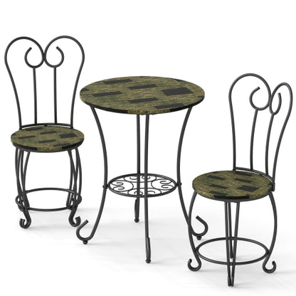 Modern Style 3 Piece Coffee Table Set Round Coffee Table With 2 Round Back Chairs - view 5