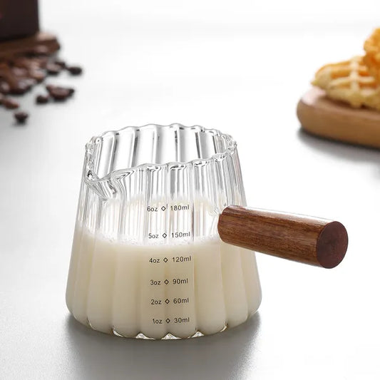 1 Pcs 180ml Mini Coffee Cup, Glass Milk Cup, Italian Coffee Cup With Wooden Handle, Coffee Measuring Cup - view 2