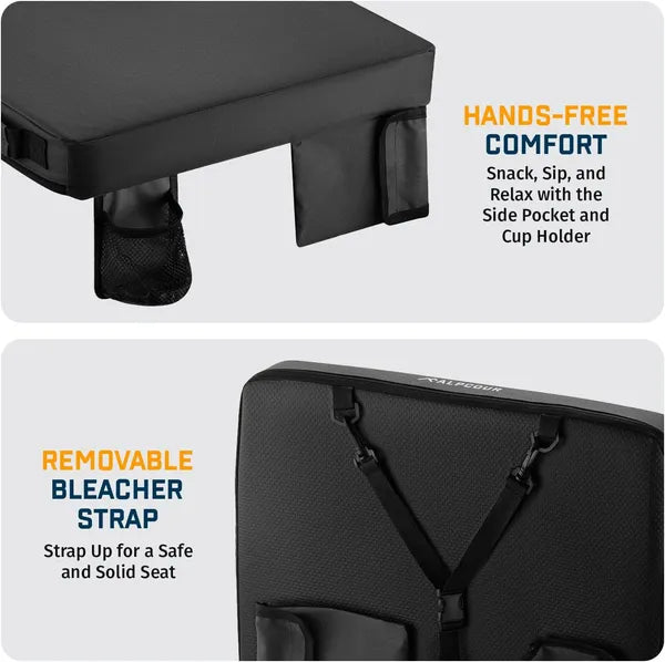 Alpcour Portable Extra Thick Stadium Seat Cushion - 21x 15 Inch Bleacher Cushion With Side Pocket - view 4