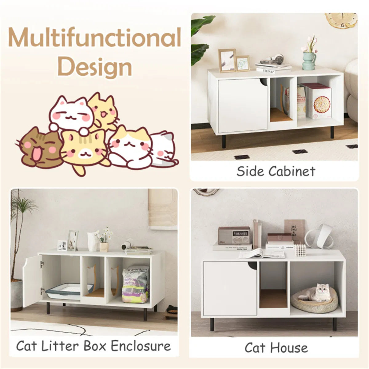 White Cat Litter Box Enclosure - view 7