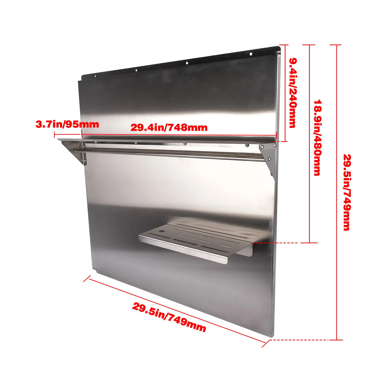 Range Backsplash with Shelf 29.5 x 29.5 Inch Range Hood Wall Shield for Range Hood Stainless Backsplash with Storage - view 4
