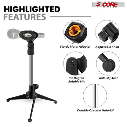 5 Core Desk Mic Stand Adjustable Desktop Microphone Stands Metal Tripod - view 3