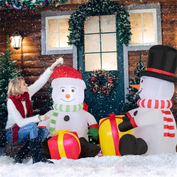 5 Feet Snowman Christmas Inflatables With Gift Boxes - view 3