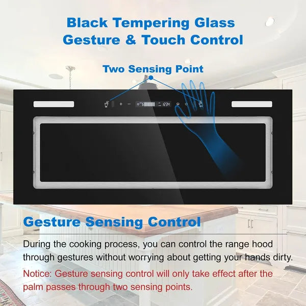 Range Hood Insert 30 Inch 800 CFM, Built-in Vent Hood Black Glass Gesture & Touch Control Kitchen Exhaust Fan - view 5