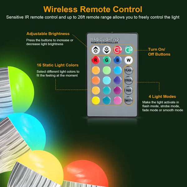 9W LED Light Bulb E27 RGB Lamp Bulb 16 Colors Changable 24-key IR Remote Control - view 3