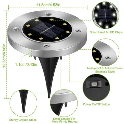 4Pcs Solar Powered Ground Light Outdoor IP65 Waterproof Buried In-Ground Lamp Decorative Path Deck Lawn Patio Lamp - view 5