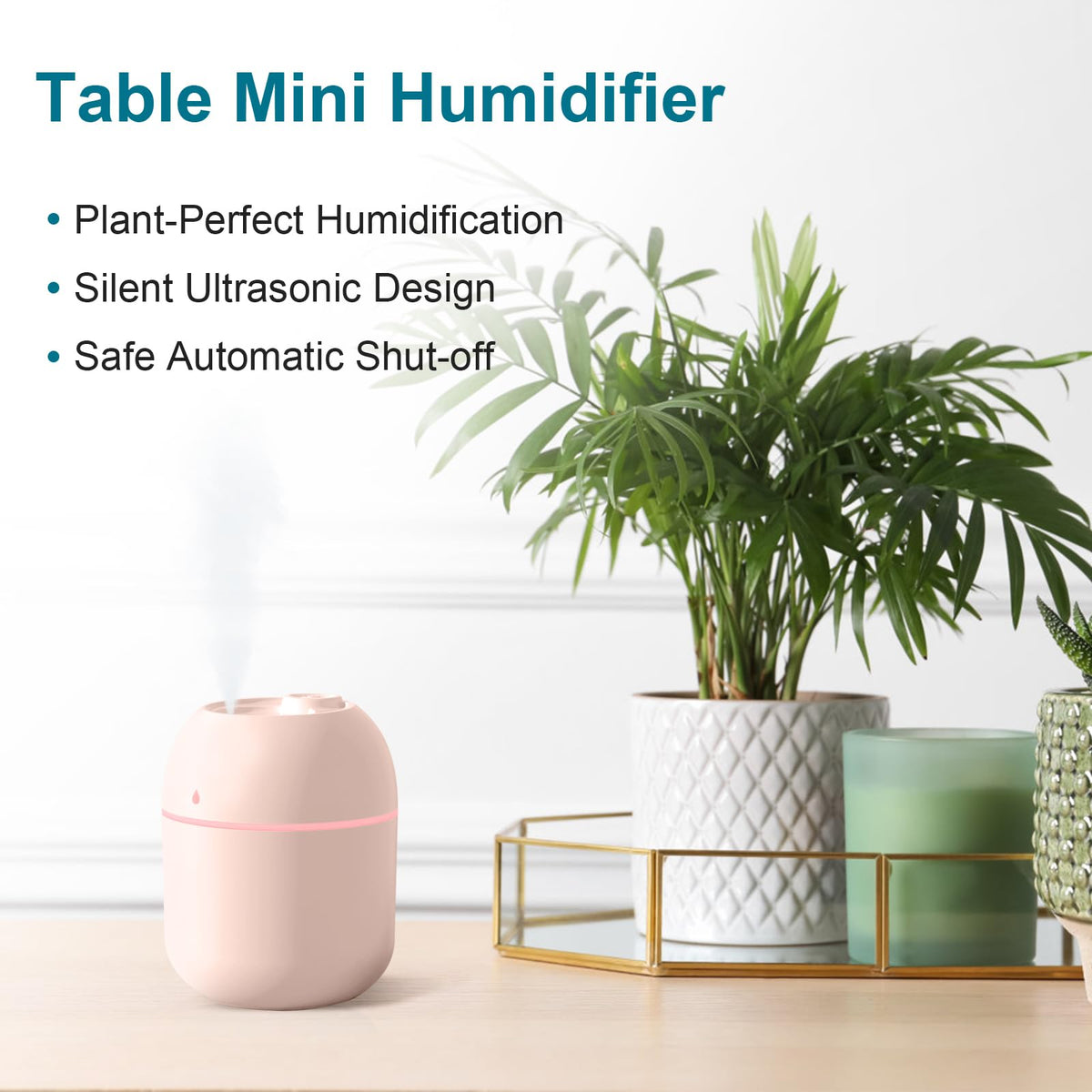Portable Mini Humidifier, 220ml,Small Cool Mist Humidifier, USB Personal Desktop Humidifier For Bedroom Travel Office