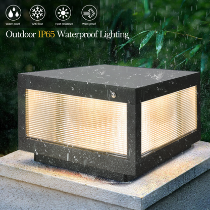 12inch Black Solar Powered LED Post Cap Light, Modern Outdoor LED Fence Light For Pathways, Decks, And Patios1-Pack - view 6