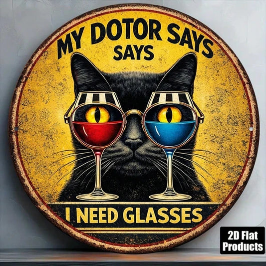 1pc 8x8in 2D Flat Round Sign, "My Doctor Says I Need Glasses" Doctor Says - view 2