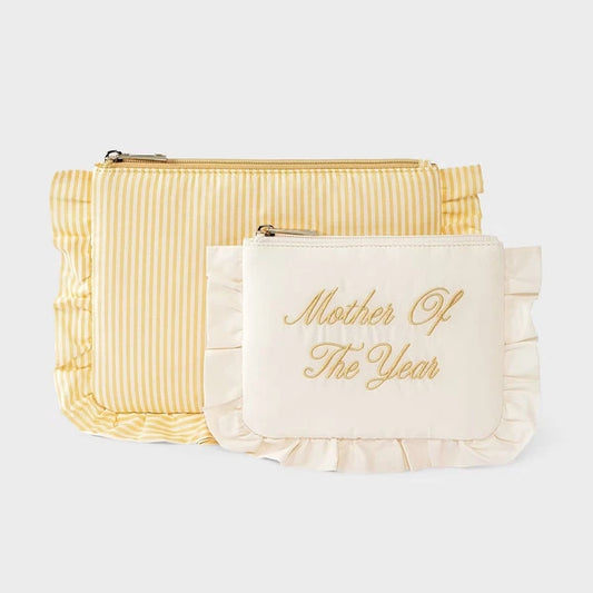 Mother's Day Striped Ruffle Pouch 2pc Set