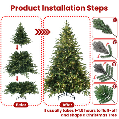 Artificial 4ft Green Christmas Tree With 856 PE/PVC Mixed Branch Tips, 150L Warm White Led, Steel Wire - view 3