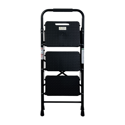 3 Step Ladder, Folding Step Stool With Wide Anti-Slip Pedal, Sturdy Steel Ladder, Lightweight, Portable Steel Step Stool - view 7