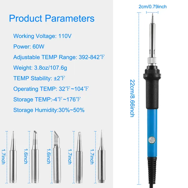 Soldering Iron 110V 60W Adjustable Temperature PCB Electric Welding - view 4