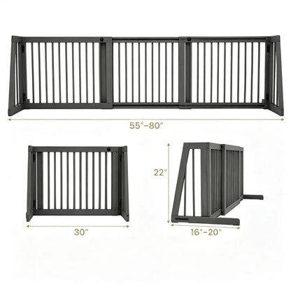 Adjustable Expandable Wooden Pet Gate 22 Inch Tall Freestanding Safety Fence - view 10
