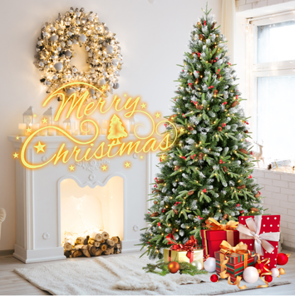 Artificial 5ft Green LED-lit Christmas Tree With 1113PE PVC Mixed Branch Tips,Red Fruit And Pine Cone - view 5