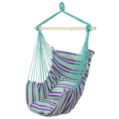 Distinctive Cotton Canvas Hanging Rope Chair With Pillows Green - view 3