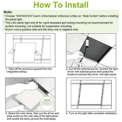 2Pcs 72W 2×2FT LED Panel Light 3800LM Flat Ceiling Light With 3 Lighting Color Temperature Equivalent LED Troffer - view 5