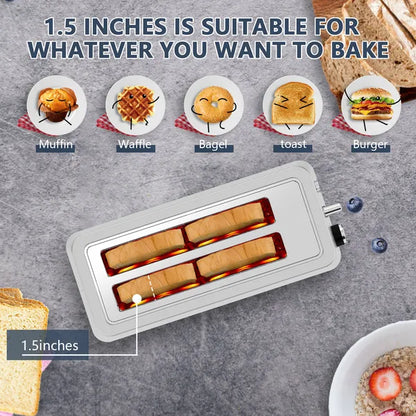 4-Slice Toaster, Extra Wide Long Slot Toaster, 6 Browning Settings, Bagel/Defrost/Reheat Functions - view 5
