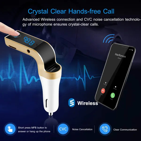 Car Wireless FM Transmitter USB Charger Hands-free Call MP3 Player MMC Card Reading Aux-in LCD Display - view 3