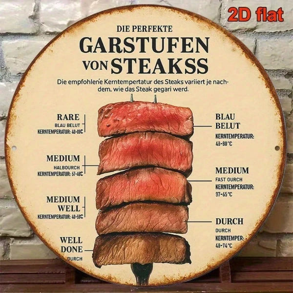 1pc Vintage French/German Steak Doneness Chart, 8x8 Inch Retro Meat Temperature Guide Sign - view 3