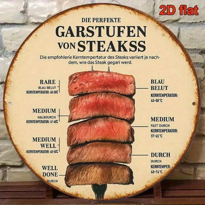 1pc Vintage French/German Steak Doneness Chart, 8x8 Inch Retro Meat Temperature Guide Sign - view 3
