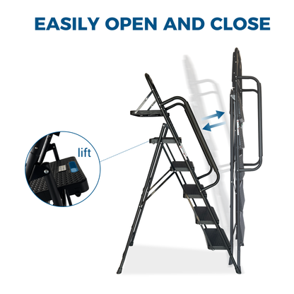 Step Ladder, Folding Step Stool With Wide Anti-Slip Pedal, Sturdy Steel Ladder, Convenient Handrail, Lightweight - view 4