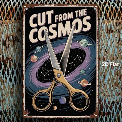Vintage Universe Scissors Metal Sign 8x12 Inch Retro Planet Tin Poster - view 5