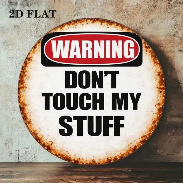 1pc 8x8in Vintage Warning Do Not Touch My Items Sign, My Items Sign, Sign, Funny 2D Flat Round Plaque Decorative Wall - view 5