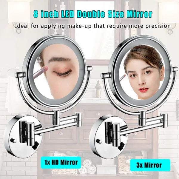 LED Wall Mount Two-Sided Magnifying Makeup Vanity Mirror - view 6