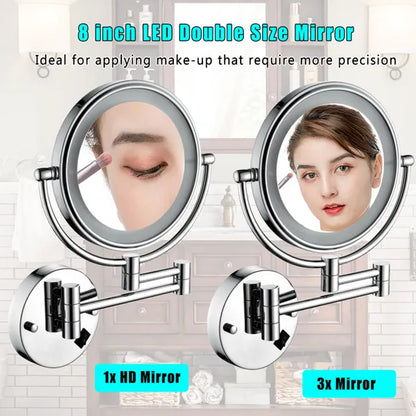 LED Wall Mount Two-Sided Magnifying Makeup Vanity Mirror - view 6