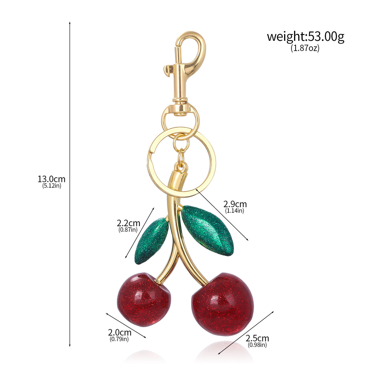 A Pair Of Red Cherry Crystal Bag Glitter Keychain - view 7