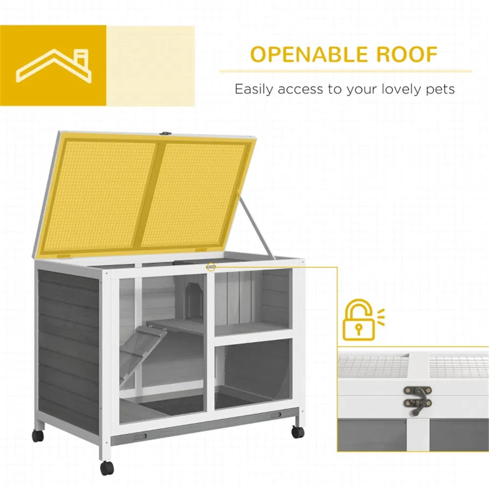 Pet cage / Wood Rabbit Hutch-Gray - view 6