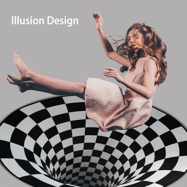 3D Visual Floor Area Mat Anti-slip Illusion Rug Doormat Round Living Room Carpet Mat - view 2
